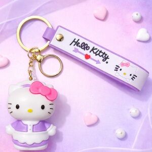 Hello Kitty 3D Keychain Lavender Purple Dress Charm Strap 8”L Sanrio Kawaii NWOT